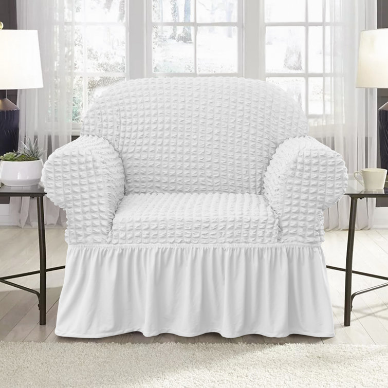 White discount ruffled slipcover